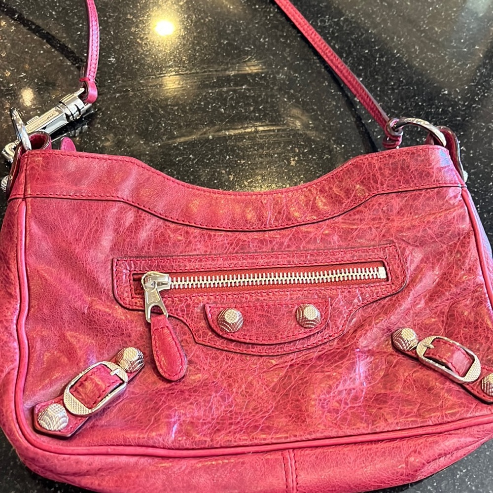 Burgundy Balenciaga crossbody with convertible strap